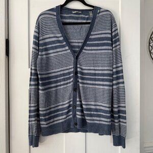 Michael Bastian Made in Italy Blue & White Stripped Light Cardigan Sz XL